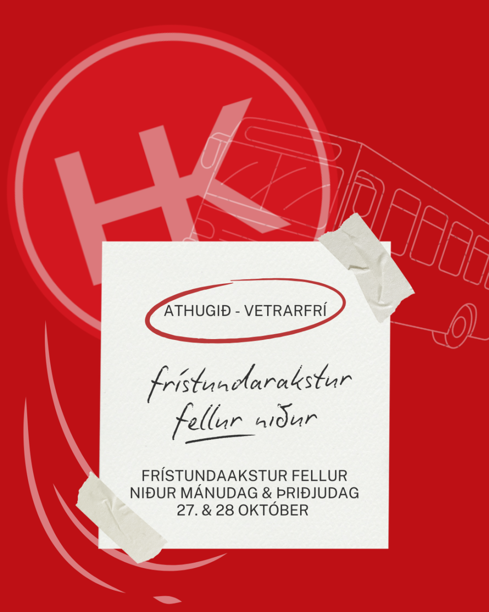Vetrarfrí: Frístundaakstur fellur niður