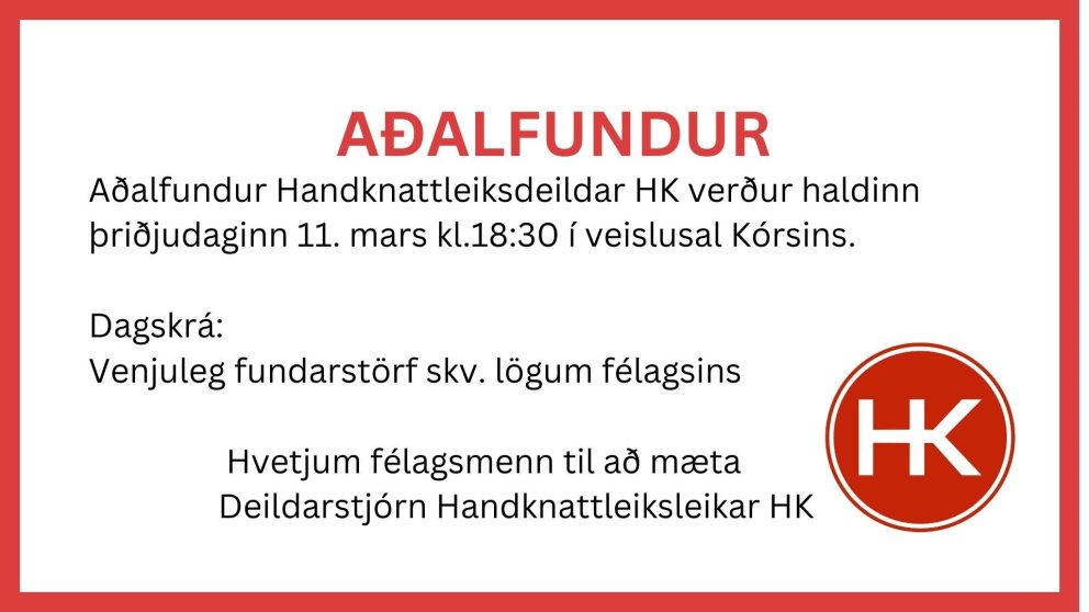 Aðalfundur Handknattleiksdeildar HK