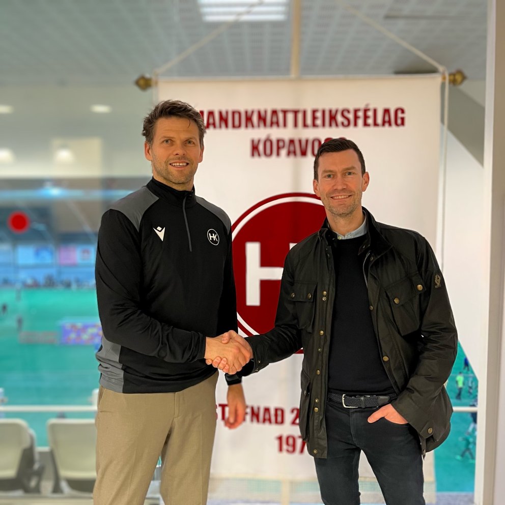 Hermann Hreiðarsson nýráðinn þjálfari meistaraflokks karla og Hjörtur Þór Steindórsson formaður knat…
