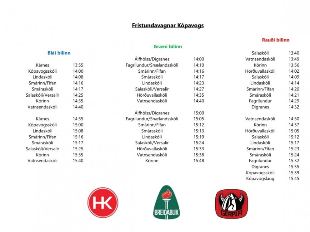 Frístundavagninn byrjar að keyra 31.ágúst
