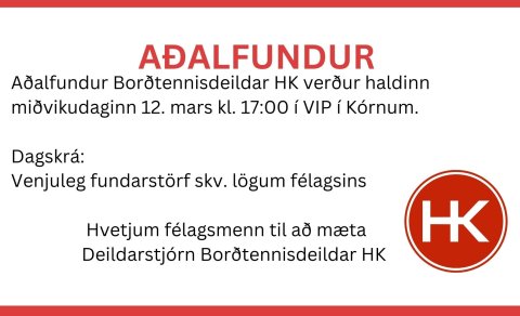 Aðalfundur Borðtennisdeildar HK