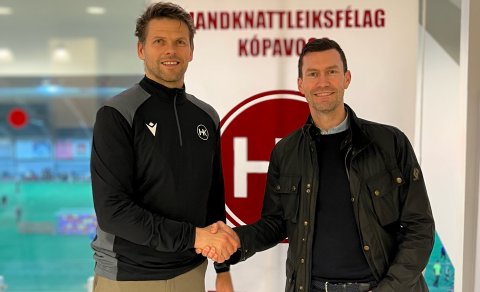 Hermann Hreiðarsson nýráðinn þjálfari meistaraflokks karla og Hjörtur Þór Steindórsson formaður knat…
