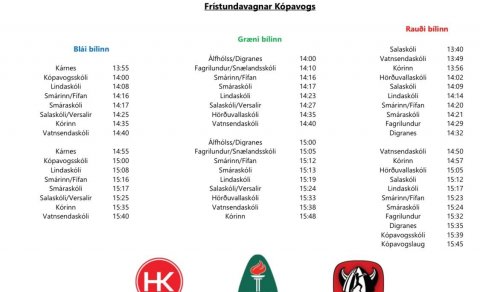 Frístundavagninn byrjar að keyra 31.ágúst